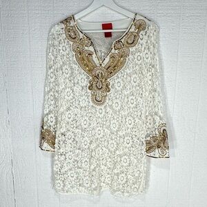 V Cristina embellished sequined crochet swim cover up size S